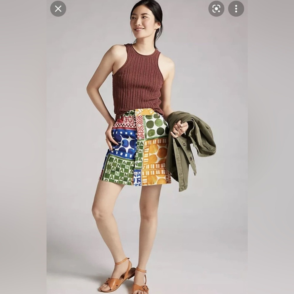 Farm Rio Multicolor Patchwork Mini Skirt Xs - image 1